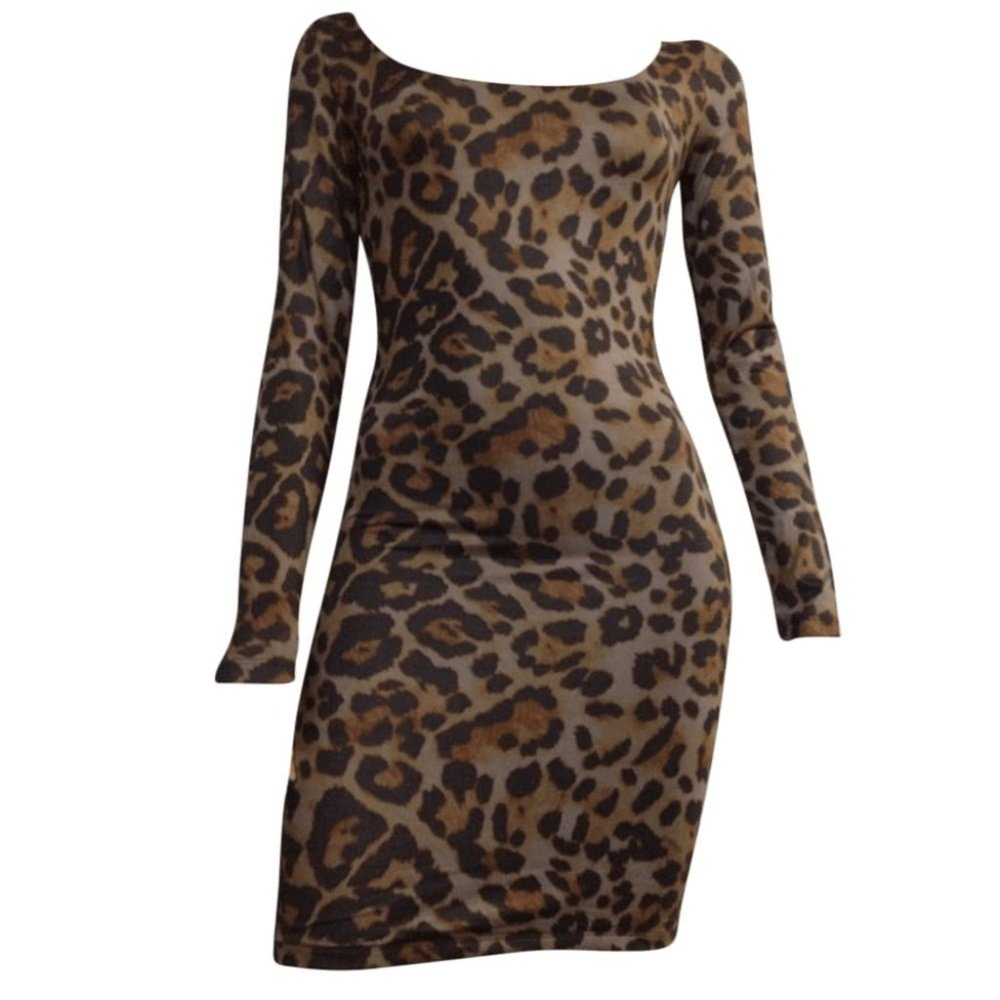 Cut out Back Leopard Dress